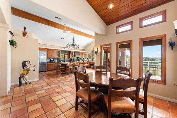 Chandelier, Dining room, Interior, Kitchen, Pendant Lights, Recessed Lighting, Wooden Beams