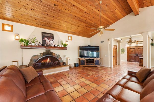 Chandelier, Fireplace, Interior, Living room, Wooden Beams, Wooden Ceilings