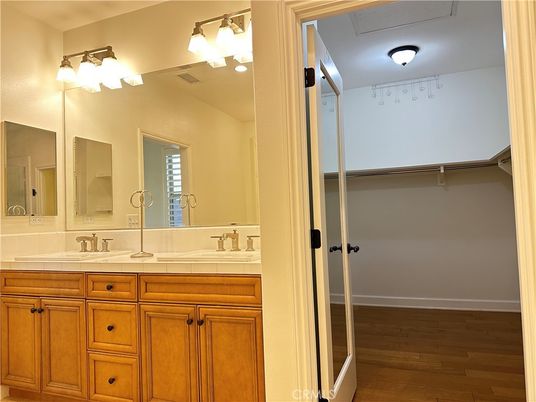 Bathroom, Dual Sink Vanities, Interior, Tile Countertops, Wood Texture Flooring