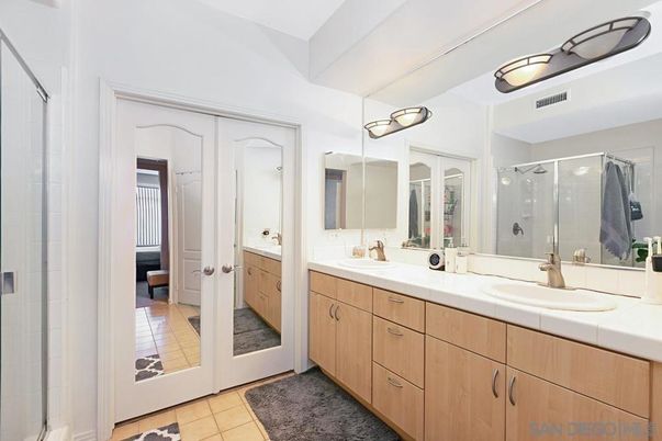 Bathroom, Dual Sink Vanities, Glass Shower, Interior, Tile Countertops