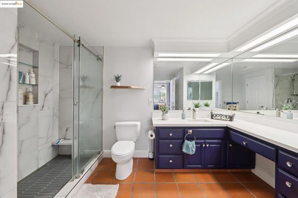 Bathroom, Glass Shower, Interior, Marble Walls