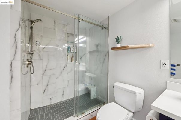 Bathroom, Glass Shower, Interior, Marble Walls