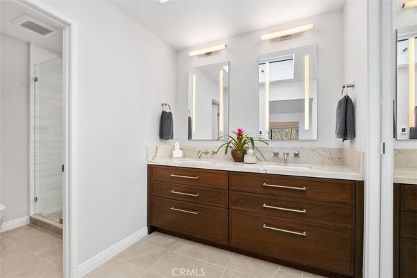 Bathroom, Dual Sink Vanities, Glass Shower, Interior