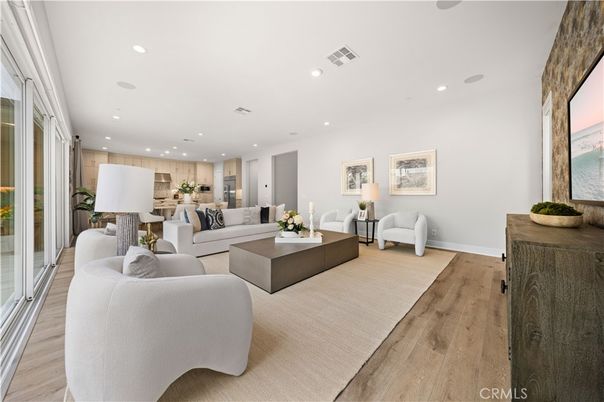 Interior, Kitchen, Living room, Recessed Lighting, Wood Texture Flooring