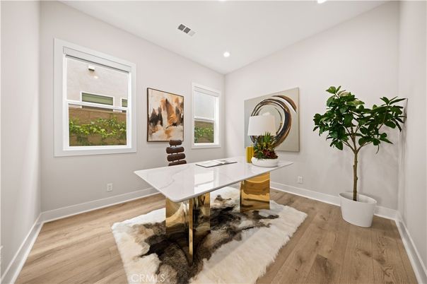 Home Office, Interior, Recessed Lighting, Wood Texture Flooring