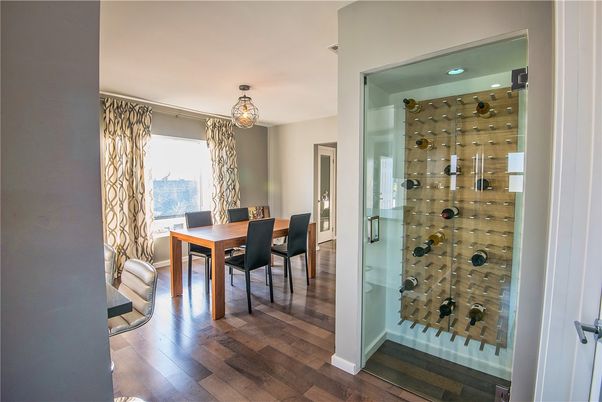 Chandelier, Dining room, Interior, Pendant Lights, Wine Storage, Wood Texture Flooring