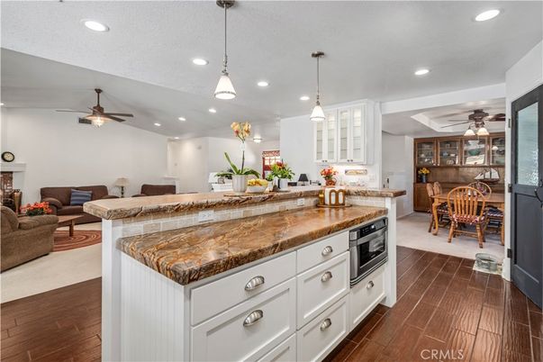 Dining room, Interior, Kitchen, Living room, Pendant Lights, Recessed Lighting, Wood Texture Flooring