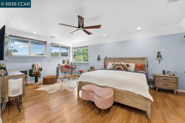 Bedroom, Home Office, Interior, Recessed Lighting, Wood Texture Flooring