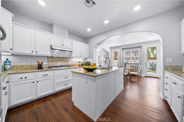 Dining room, Interior, Kitchen, Recessed Lighting, Wood Texture Flooring