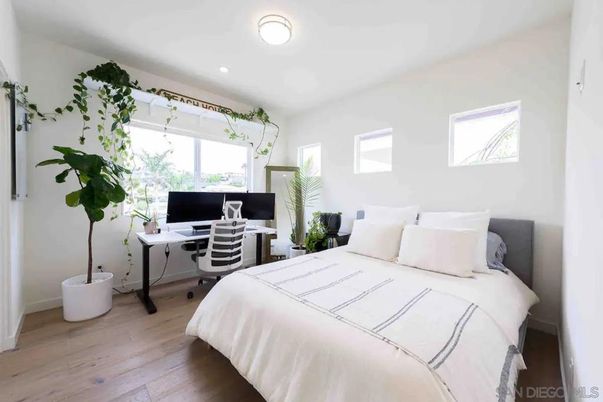 Bedroom, Home Office, Interior, Recessed Lighting, Wood Texture Flooring