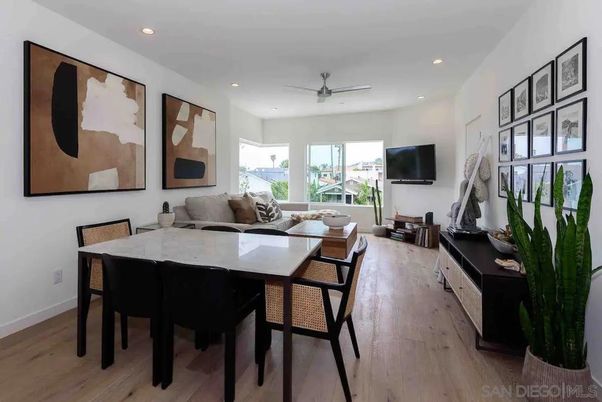 Dining room, Interior, Living room, Recessed Lighting, Wood Texture Flooring