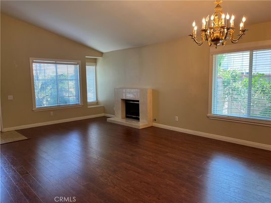 Chandelier, Empty room, Fireplace, Interior, Wood Texture Flooring