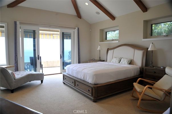 Bedroom, Interior, Recessed Lighting, Water, Wooden Beams