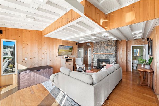 Fireplace, Interior, Living room, Stone Walls, Wood Texture Flooring, Wooden Walls