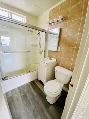 Bathroom, Glass Shower, Interior, Wood Texture Flooring