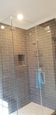 Bathroom, Glass Shower, Interior, Recessed Lighting