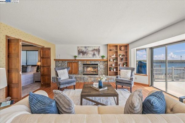 Fireplace, Interior, Living room, Water, Wood Texture Flooring