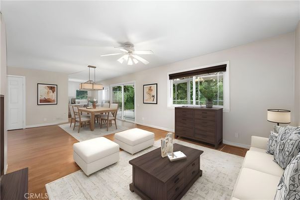 Dining room, Interior, Living room, Pendant Lights, Wood Texture Flooring
