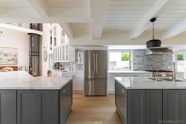 Interior, Kitchen, Pendant Lights, Stainless Steel Appliances, Wood Texture Flooring