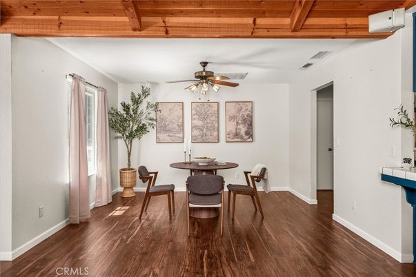 Dining room, Interior, Wooden Beams, Wood Texture Flooring