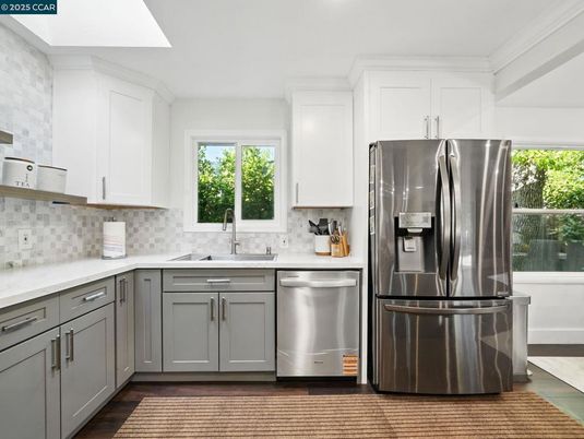 Interior, Kitchen, Stainless Steel Appliances, Wood Texture Flooring