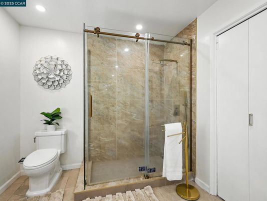 Bathroom, Glass Shower, Interior, Recessed Lighting