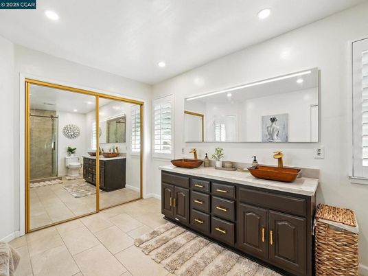 Bathroom, Dual Sink Vanities, Glass Shower, Interior, Recessed Lighting