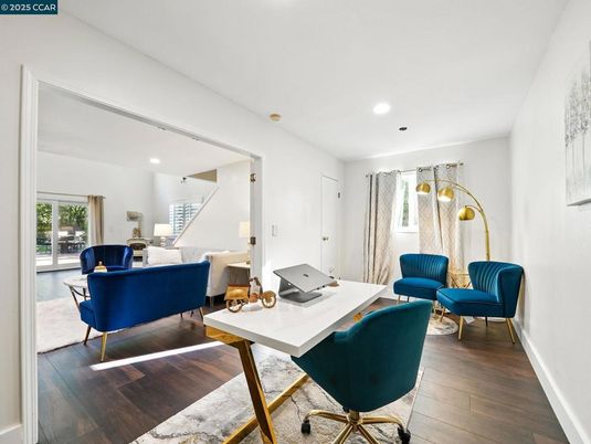 Home Office, Interior, Recessed Lighting, Wood Texture Flooring