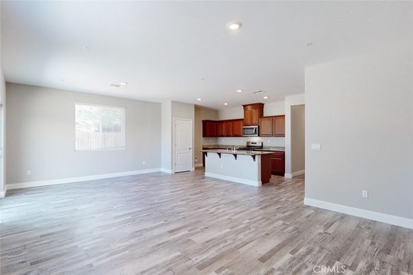 Empty room, Interior, Kitchen, Recessed Lighting, Wood Texture Flooring