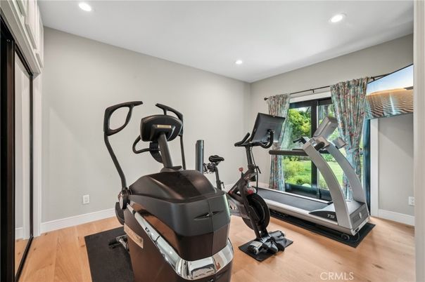 Fitness Equipment, Interior, Recessed Lighting, Wood Texture Flooring