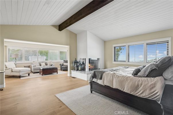Bedroom, Fireplace, Interior, Wooden Beams, Wood Texture Flooring