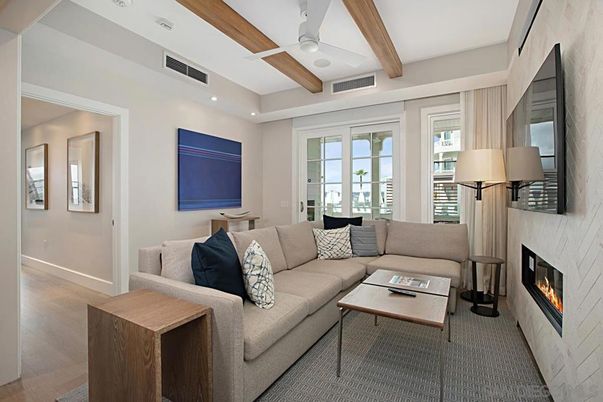 Fireplace, Interior, Living room, Recessed Lighting, Wooden Beams, Wood Texture Flooring