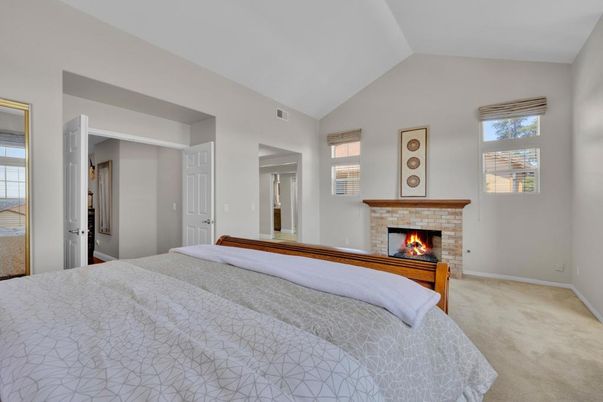 Bedroom, Fireplace, Interior