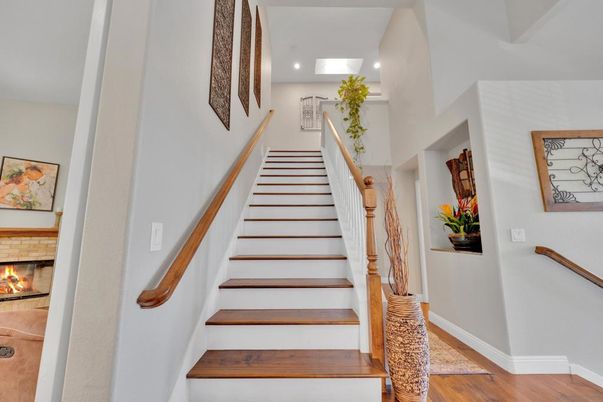 Fireplace, Interior, Recessed Lighting, Wood Texture Flooring
