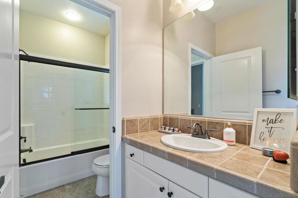 Bathroom, Glass Shower, Interior, Recessed Lighting, Tile Countertops