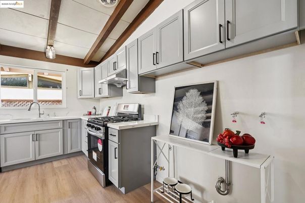 Interior, Kitchen, Stainless Steel Appliances, Wood Texture Flooring