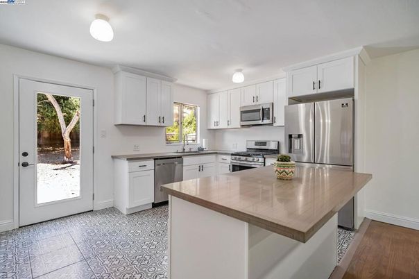 Interior, Kitchen, Stainless Steel Appliances, Wood Texture Flooring