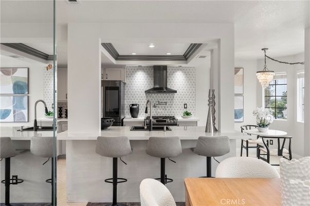 Chandelier, Interior, Kitchen, Recessed Lighting, Stainless Steel Appliances
