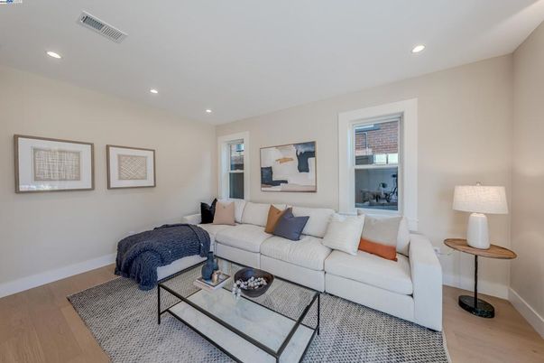 Interior, Living room, Recessed Lighting, Wood Texture Flooring
