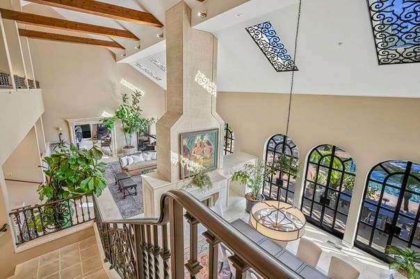 Fireplace, Interior, Pendant Lights, Wooden Beams