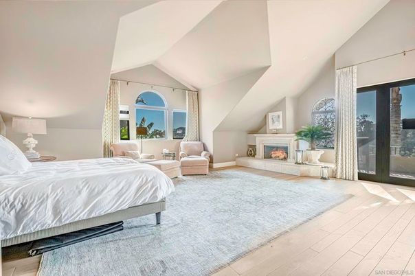 Bedroom, Fireplace, Interior, Wood Texture Flooring