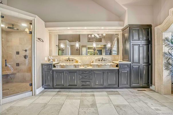 Bathroom, Dual Sink Vanities, Glass Shower, Interior, Recessed Lighting