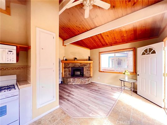Fireplace, Interior, Kitchen, Wooden Ceilings, Wood Texture Flooring