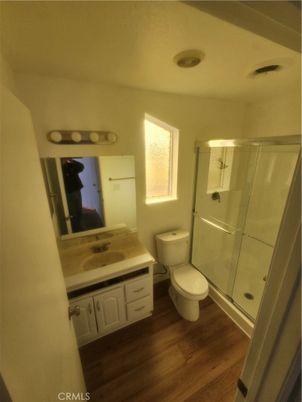 Bathroom, Glass Shower, Interior, Wood Texture Flooring