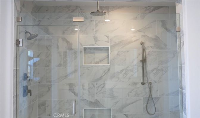 Bathroom, Glass Shower, Interior, Marble Walls