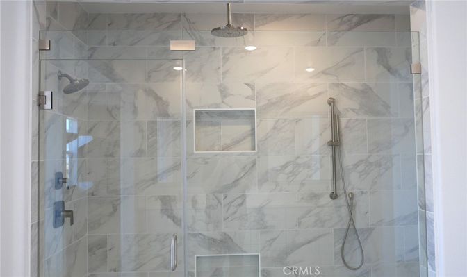 Bathroom, Glass Shower, Interior, Marble Walls