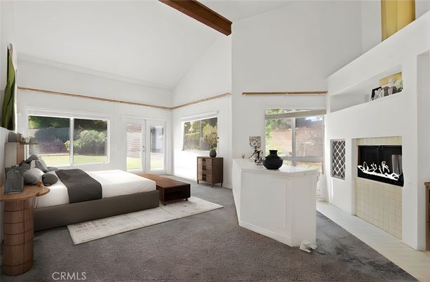 Bedroom, Fireplace, Interior, Wooden Beams