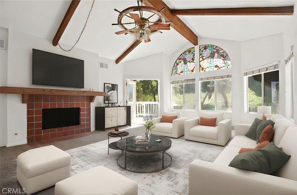 Fireplace, Interior, Living room, Wooden Beams