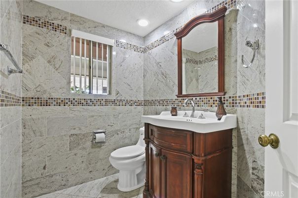 Bathroom, Interior, Marble Walls, Recessed Lighting