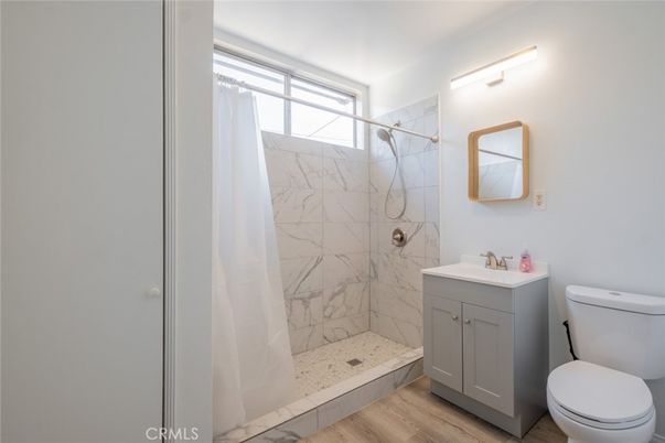 Bathroom, Interior, Marble Walls, Wood Texture Flooring